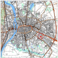 Plan de localisation, d'après la carte topographique de l'IGN au 1/2500e. © Région Bourgogne-Franche-Comté, Inventaire du patrimoine