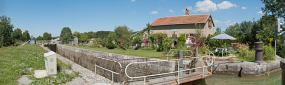 Vue d'ensemble du site d'écluse. © Région Bourgogne-Franche-Comté, Inventaire du patrimoine