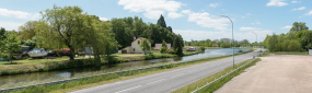 Vue d'ensemble du site, depuis la rive droite. © Région Bourgogne-Franche-Comté, Inventaire du patrimoine