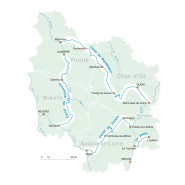 Carte schématique des canaux de Bourgogne. © Région Bourgogne-Franche-Comté, Inventaire du patrimoine