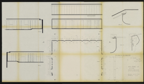 Salle des assemblées: plan de répartition des panneaux en alluminium, élévations des murs et détails de fixation, 23 mars 1979. Boyer, Michel (architecte d'intérieur) (Archives départementales de la Côte-d'Or, Dijon, 32 J 82) © CD21/F.PETOT/2014