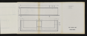Carnet de détails et principes - hall d'entrée ouest : bureau des hôtesses, plan et élévation, 13 novembre 1978. Boyer, Michel (architecte d'intérieur) (Archives départementales de la Côte-d'Or, Dijon, 32 J 106) © CD21/F.PETOT/2014