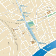Carte schématique de l'ancien tracé du canal du Centre dans la ville de Chalon-sur-Saône. Détail. © Région Bourgogne-Franche-Comté, Inventaire du patrimoine