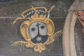 Détail de l'écusson des Carmélites. © Région Bourgogne-Franche-Comté, Inventaire du patrimoine