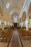 Église verrière tribune nef © Région Bourgogne-Franche-Comté, Inventaire du patrimoine