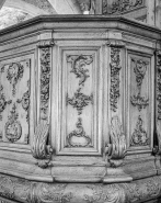 Détail : un panneau de la cuve. © Région Bourgogne-Franche-Comté, Inventaire du patrimoine
