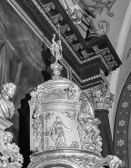 Détail : face latérale gauche du tabernacle tournant. © Région Bourgogne-Franche-Comté, Inventaire du patrimoine