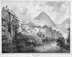 Maisons en surplomb de la Bienne. © Région Bourgogne-Franche-Comté, Inventaire du patrimoine