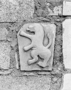 Détail de la façade : lion de Franche-Comté en relief. © Région Bourgogne-Franche-Comté, Inventaire du patrimoine