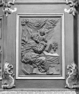 Détail, panneau de la cuve : saint Matthieu. © Région Bourgogne-Franche-Comté, Inventaire du patrimoine