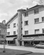 Maison, 10 rue de la Halle : tourelle vue de trois quarts droit. © Région Bourgogne-Franche-Comté, Inventaire du patrimoine