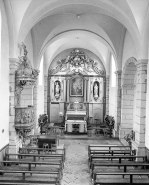 Vue de la nef et du choeur depuis l'entrée. © Région Bourgogne-Franche-Comté, Inventaire du patrimoine