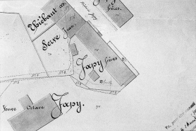 Plan-masse de logements ouvriers [extrait du plan parcellaire]. © Région Bourgogne-Franche-Comté, Inventaire du patrimoine
