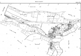 Plan avec la position des maisons et des fermes sélectionnées ou repérées. © Région Bourgogne-Franche-Comté, Inventaire du patrimoine