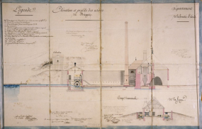 Elévation et profils des usines de Baignes. © Région Bourgogne-Franche-Comté, Inventaire du patrimoine