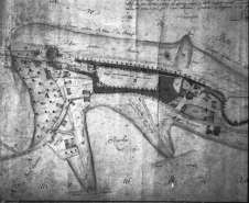 Détail du plan de 1769 : le haut fourneau. © Région Bourgogne-Franche-Comté, Inventaire du patrimoine