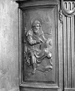 Premier panneau de la cuve : saint Luc. © Région Bourgogne-Franche-Comté, Inventaire du patrimoine