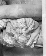 Grande console orientale : détail, tête à l'angle droit de la console orientale. © Région Bourgogne-Franche-Comté, Inventaire du patrimoine