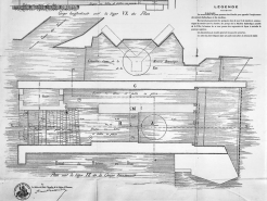 Ville de Dole (Jura). Alimentation d'eau [...] Plan et coupes du moulin indiquant la chambre d'eau [plan]. © Région Bourgogne-Franche-Comté, Inventaire du patrimoine