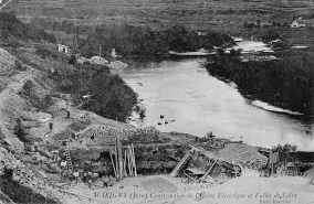 Marigny (Jura) Construction de l'Usine Electrique et Vallée de l'Ain. © Région Bourgogne-Franche-Comté, Inventaire du patrimoine
