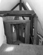 Sommet du cylindre depuis les combles avec le détail de la partie supérieure du noyau de l'escalier. © Région Bourgogne-Franche-Comté, Inventaire du patrimoine