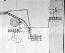 Plan des Différents Cours des Eaux salées et douces [... : détail du puits à muire et des bernes du Creux et du Poupet]. © Région Bourgogne-Franche-Comté, Inventaire du patrimoine