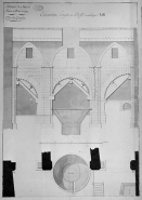 Voutes du Puits à Grey. Elévation. Coupe et profil sur la ligne A.B. © Région Bourgogne-Franche-Comté, Inventaire du patrimoine