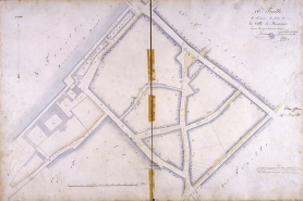 Plan d'alignement, feuille n° 16 : Grande Rue, rues Claude Pouillet, du Lycée, Jean-Jacques Rousseau et couvent des cordeliers. © Région Bourgogne-Franche-Comté, Inventaire du patrimoine