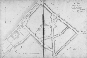 Plan d'alignement, feuille n° 17 : rue du Lycée avec collège des jésuites. © Région Bourgogne-Franche-Comté, Inventaire du patrimoine