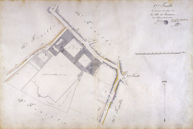 Plan d'alignement, feuille n° 17 : rue du Lycée avec collège des jésuites. © Région Bourgogne-Franche-Comté, Inventaire du patrimoine