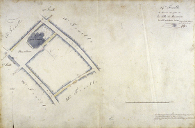 Plan d'alignement, feuille n° 17 : rue du Lycée avec collège des jésuites. © Région Bourgogne-Franche-Comté, Inventaire du patrimoine
