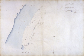 Plan d'alignement, feuille n° 19 : le Doubs, l'extrémité du quai Vauban et porte du Moulin de l'Archevêque. © Région Bourgogne-Franche-Comté, Inventaire du patrimoine