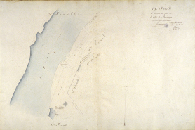 Plan d'alignement, feuille n° 19 : le Doubs, l'extrémité du quai Vauban et porte du Moulin de l'Archevêque. © Région Bourgogne-Franche-Comté, Inventaire du patrimoine