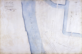 Plan d'alignement, feuille n° 21 : le Doubs et une partie de la promenade Chamars. © Région Bourgogne-Franche-Comté, Inventaire du patrimoine