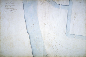 Plan d'alignement, feuille n° 21 : le Doubs et une partie de la promenade Chamars. © Région Bourgogne-Franche-Comté, Inventaire du patrimoine