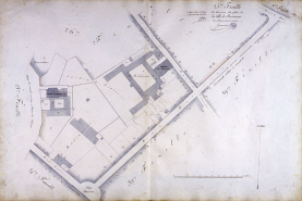 Plan d'alignement, feuille n° 25 : le séminaire, la raffinerie et le couvent des capucins. © Région Bourgogne-Franche-Comté, Inventaire du patrimoine