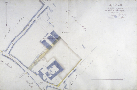Plan d'alignement, feuille n° 39 : rues Bersot et Sarrail, place Jean Cornet, couvent des bénédictins et casernes. © Région Bourgogne-Franche-Comté, Inventaire du patrimoine