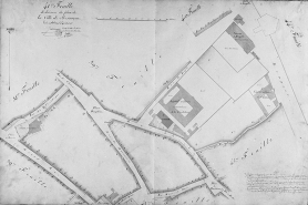 Plan d'alignement, feuille n° 41 : place Jean Cornet, rues des Martelots, de Pontarlier, Péclet et couvent de la visitation. © Région Bourgogne-Franche-Comté, Inventaire du patrimoine