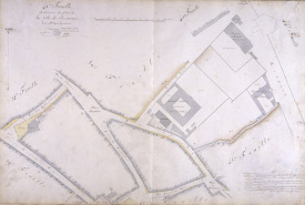 Plan d'alignement, feuille n° 41 : place Jean Cornet, rues des Martelots, de Pontarlier, Péclet et couvent de la visitation. © Région Bourgogne-Franche-Comté, Inventaire du patrimoine