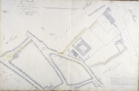 Plan d'alignement, feuille n° 41 : place Jean Cornet, rues des Martelots, de Pontarlier, Péclet et couvent de la visitation. © Région Bourgogne-Franche-Comté, Inventaire du patrimoine