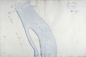 Plan d'alignement, feuille n° 44 : le Doubs, la redoute et le pont de Bregille. © Région Bourgogne-Franche-Comté, Inventaire du patrimoine