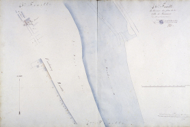 Plan d'alignement, feuille n° 46 : le Doubs et la porte Rivotte. © Région Bourgogne-Franche-Comté, Inventaire du patrimoine