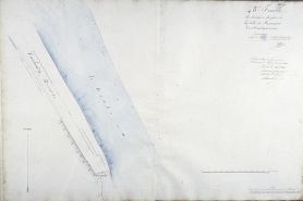 Plan d'alignement, feuille n° 48 : le Doubs et la porte Taillée. © Région Bourgogne-Franche-Comté, Inventaire du patrimoine