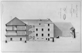 Coupe longitudinale (dessin). © Région Bourgogne-Franche-Comté, Inventaire du patrimoine