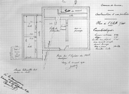 Plan, élévation et coupe de quatre fontaines semblables. © Région Bourgogne-Franche-Comté, Inventaire du patrimoine