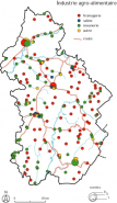 Industrie agro-alimentaire. Fonds de carte : BD carto IGN 1991. © Région Bourgogne-Franche-Comté, Inventaire du patrimoine