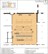 Plan de localisation des machines de la ligne de fabrication commune aux pipes en bruyère et aux pipes en merisier. Atelier principal. © Région Bourgogne-Franche-Comté, Inventaire du patrimoine