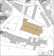 Plan-masse et de situation Extrait du plan cadastral, 1980, section AR, réduit au 1:1000. © Région Bourgogne-Franche-Comté, Inventaire du patrimoine