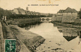 Besançon - Les Quais, vus du Pont de Canot, avant 1908. © Région Bourgogne-Franche-Comté, Inventaire du patrimoine