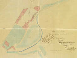 Verrerie de la Rochère. Plan des lieux environnant le local de la machine à vapeur [Vue d'ensemble]. © Région Bourgogne-Franche-Comté, Inventaire du patrimoine